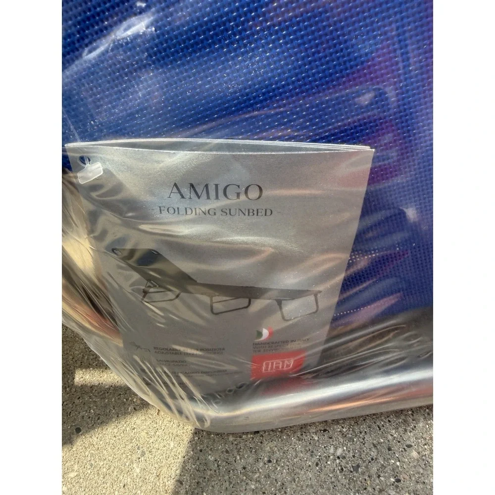 FIAM Amigo Top Folding Sunbed Lounge Chair Navy Lilac MoMA Italy New NIB